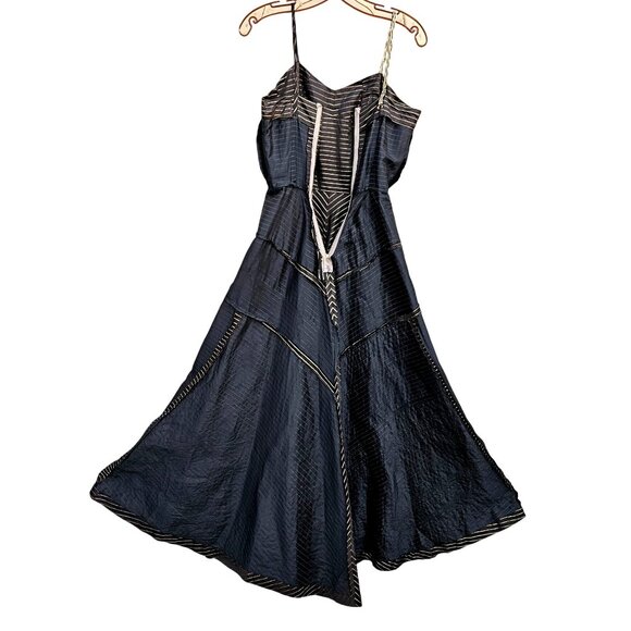 50s Egyptian Revival Black Gold Gown Full Skirt XXS Snake Chain 21" Waist - Picture 11 of 13